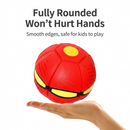 Red LED Transforming Flying Disc Ball Toy with Music & 3 Light - Soft EVA Bounce Ball and Frisbee Shape Switchable Outdoor Interactive Soccer Toy for Exercise and Fun
