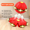 Red LED Transforming Flying Disc Ball Toy with Music & 6 Light - Soft EVA Bounce Ball and Frisbee Shape Switchable Outdoor Interactive Soccer Toy for Exercise and Fun