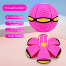 Pink LED Transforming Flying Disc Ball Toy with Music & No Light - Soft EVA Bounce Ball and Frisbee Shape Switchable Outdoor Interactive Soccer Toy for Exercise and Fun