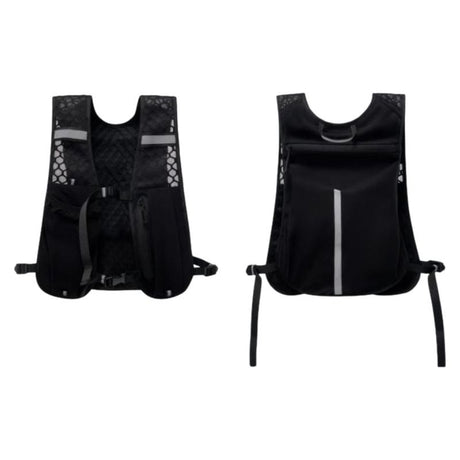 Black Lightweight Running Hydration Vest Backpack - Breathable Mesh Reflective Sports Pack with 4 Straps, Water Bottle / Phone Holder and Back Zipper Pocket for Marathon Hiking Cycling Trail Running