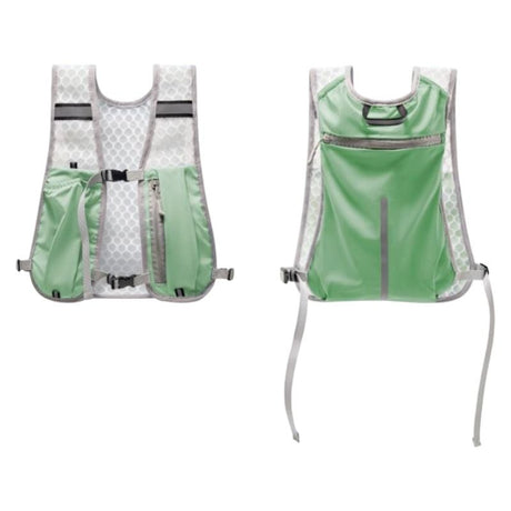 Green Lightweight Running Hydration Vest Backpack - Breathable Mesh Reflective Sports Pack with 4 Straps, Water Bottle / Phone Holder and Back Zipper Pocket for Marathon Hiking Cycling Trail Running