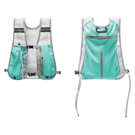 Cyan Lightweight Running Hydration Vest Backpack - Breathable Mesh Reflective Sports Pack with 4 Straps, Water Bottle / Phone Holder and Back Zipper Pocket for Marathon Hiking Cycling Trail Running