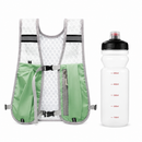 Green Lightweight Running Hydration Vest Backpack + 500ML Water Bottle - Breathable Mesh Reflective Sports Pack with 4 Straps, Cup / Phone Holder and Back Zipper Pocket for Marathon Hiking Cycling Trail Running