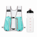 Cyan Lightweight Running Hydration Vest Backpack + 500ML Water Bottle - Breathable Mesh Reflective Sports Pack with 4 Straps, Cup / Phone Holder and Back Zipper Pocket for Marathon Hiking Cycling Trail Running