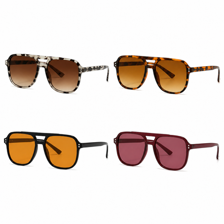 4 Pairs Y2K Style Aviator Sunglasses Set for Men and Women - UV400 Protection, PC Frame Fashion Driving Glasses Lightweight Retro Eyewear Style 2