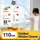 Lightweight Interior & Exterior Window Cleaner with 110cm Extendable Aluminium Pole & Cleaning Pad - 2-in-1 360° Rotating Microfibre Scrubber and Squeegee for Most Household High Rise Windows
