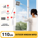 Lightweight Interior & Exterior Window Cleaner with 110cm Extendable Aluminium Pole & 3 Cleaning Pad - 2-in-1 360° Rotating Microfibre Scrubber and Squeegee for Most Household High Rise Windows