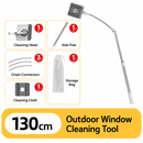 Lightweight Interior & Exterior Window Cleaner with 130CM Extendable Aluminium Pole & Cleaning Pad - 2-in-1 360° Rotating Microfibre Scrubber and Squeegee for Most Household High Rise Windows