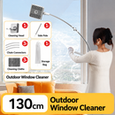 Lightweight Interior & Exterior Window Cleaner with 130CM Extendable Aluminium Pole & 3 Cleaning Pad - 2-in-1 360° Rotating Microfibre Scrubber and Squeegee for Most Household High Rise Windows