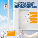 Lightweight Interior & Exterior Window Cleaner with 130CM Extendable Aluminium Pole & 5 Cleaning Pad - 2-in-1 360° Rotating Microfibre Scrubber and Squeegee for Most Household High Rise Windows