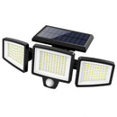 210 LED Outdoor Wall Light Integrated Solar Panel and 3 Sensor Modes, 3 Head Adjustable LED Security Light, IP65 All Weather Waterproof Remote Control Garden Lamp
