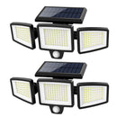 210 LED Outdoor Wall Light Integrated Solar Panel and 3 Sensor Modes (2 Pack), 3 Head Adjustable LED Security Light, IP65 All Weather Waterproof Remote Control Garden Lamp
