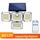 333 LED Outdoor Wall Light Integrated Solar Panel and 3 Sensor Modes (2 Pack), 4 Head Adjustable LED Security Light, IP65 All Weather Waterproof Remote Control Garden Lamp