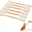 6 Pack White Cotton Swab Stick Cat Toys with Catnip - Durable for Chew, 15cm Soft Plush Teaser Kitty Toy Gift for Boredom Anxiety Exercise Play