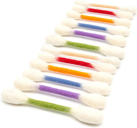 12 Pack Colorful Cotton Swab Stick Cat Toys with Catnip - Durable for Chew, 15cm Soft Plush Teaser Kitty Toy Gift for Boredom Anxiety Exercise Play
