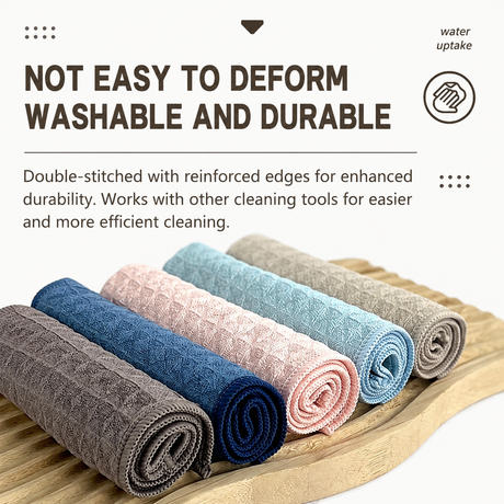 20 Pack Microfibre Waffle Cleaning Rag Set - Super Absorbent Durable Kitchen Lock-Stitched Towel, Reusable Lint-Free Dish Cloth 25x25cm of 5 Colors