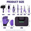 Pet Grooming & Cleaning Kit 9 Piece Set with Shedding Brush, Steel Comb + Scissors, Nail Clippers + File, Bath Brush + Massage Glove, 3 Head Toothbrush and Storage Bag for Dog & Cat