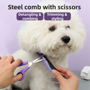 Pet Grooming & Cleaning Kit 9 Piece Set with Shedding Brush, Steel Comb + Scissors, Nail Clippers + File, Bath Brush + Massage Glove, 3 Head Toothbrush and Storage Bag for Dog & Cat