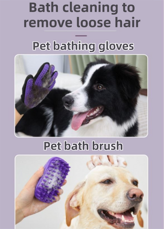 Pet Grooming & Cleaning Kit 9 Piece Set with Shedding Brush, Steel Comb + Scissors, Nail Clippers + File, Bath Brush + Massage Glove, 3 Head Toothbrush and Storage Bag for Dog & Cat