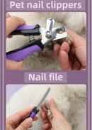 Pet Grooming & Cleaning Kit 9 Piece Set with Shedding Brush, Steel Comb + Scissors, Nail Clippers + File, Bath Brush + Massage Glove, 3 Head Toothbrush and Storage Bag for Dog & Cat
