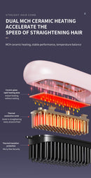 Pink 4D Straight Hair Comb and Negative Ionic Styler with Dual MCH Ceramic Fast Heating, Anti-Scald Round Comb Teeth, 3 Levels Temp LCD Display and Charging Dock
