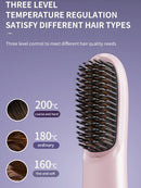 White 4D Straight Hair Comb and Negative Ionic Styler with Dual MCH Ceramic Fast Heating, Anti-Scald Round Comb Teeth, 3 Levels Temp LCD Display and Charging Dock