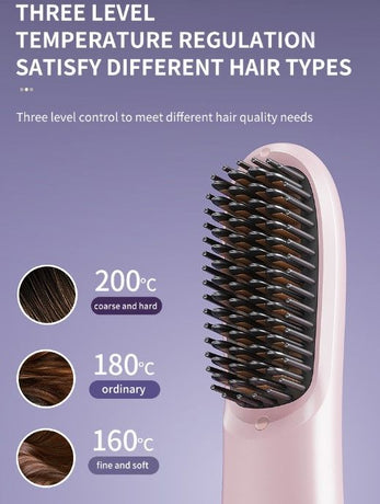 Black 4D Straight Hair Comb and Negative Ionic Styler with Dual MCH Ceramic Fast Heating, Anti-Scald Round Comb Teeth, 3 Levels Temp LCD Display and Charging Dock