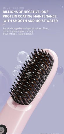 Black 4D Straight Hair Comb and Negative Ionic Styler with Dual MCH Ceramic Fast Heating, Anti-Scald Round Comb Teeth, 3 Levels Temp LCD Display and Charging Dock