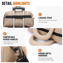 Blue Large Capacity Waterproof Travel Duffel Bag with Shoe Compartment & Padded Sponge Handles - Lightweight Muti Pockets Gym Crossbody Bag and Airplane Carry On Tote, 44 x 25 x 23CM