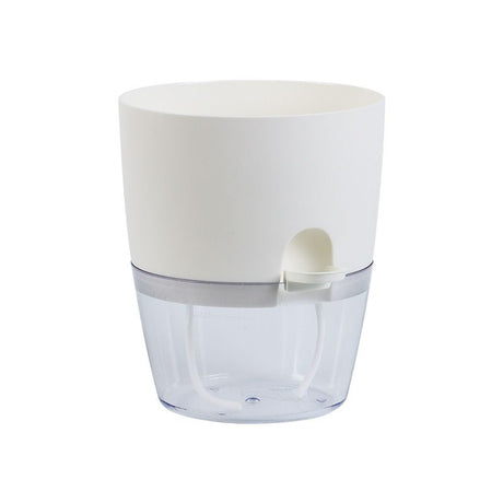 White Indoor Self Watering Planter Pot - 6 Inch Double Layer Rempvable Plastic Flower Pot with Extra Large Water Storage and Cotton Rope for All House Plants, Flowers, Herbs