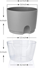 White Indoor Self Watering Planter Pot - 6 Inch Double Layer Rempvable Plastic Flower Pot with Extra Large Water Storage and Cotton Rope for All House Plants, Flowers, Herbs