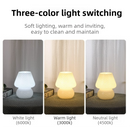 Green Striped Retro All Glass Mushroom Table Lamp (2 Pack) - American Style Creative Bedside Nightstand Ambient Light, USB Plug with 3-Color Switching and Brightness Dimmable