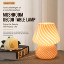 Pink Striped Retro All Glass Mushroom Table Lamp (2 Pack) - American Style Creative Bedside Nightstand Ambient Light, AU Plug with 3-Color Switching