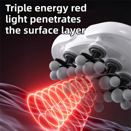 White 22-Head Electric Neck Back Massager with AI Dynamic Strength Adjustment and Soothing Red Light - Rechargeable Full Body Deep Tissue Fascia Gun, Mutifunction Hands-Free Operation