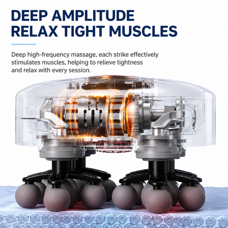 White 22-Head Electric Neck Back Massager with AI Dynamic Strength Adjustment and Soothing Red Light - Rechargeable Full Body Deep Tissue Fascia Gun, Mutifunction Hands-Free Operation
