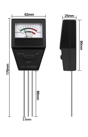 2-in-1 Soil pH and Fertility Tester (2 Pack) - Dual Mode Plant Garden Soil Sensor Meter, Battery-Free Plug and Play