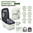 Grey 35L Vacuum Compression Travel Backpack with Manual Air Pump, Shoe Zone and 15.6" Laptop House - Waterproof Suitcase Style Carry On Bag for Men Women Business Commute