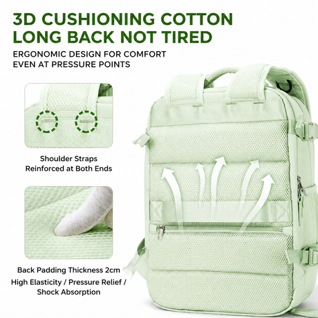 Grey 35L Vacuum Compression Travel Backpack with Manual Air Pump, Shoe Zone and 15.6