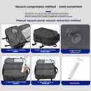 Grey 35L Vacuum Compression Travel Backpack with Manual Air Pump, Shoe Zone and 15.6" Laptop House - Waterproof Suitcase Style Carry On Bag for Men Women Business Commute