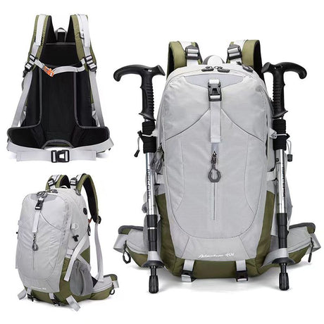 40L Grey Lightweight Outdoor Hiking Backpack with Detachable Suspended Frame & Rain Cover - Waterproof Travel Daypack, Multi-Pocket Storage and Gear Attachments for Trekking Camping Cycling Adventures