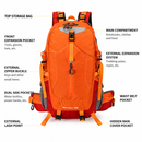 40L Red Lightweight Outdoor Hiking Backpack with Detachable Suspended Frame & Rain Cover - Waterproof Travel Daypack, Multi-Pocket Storage and Gear Attachments for Trekking Camping Cycling Adventures