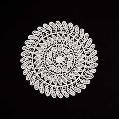 5.5 Inch Geometric Embroidered Lace Coaster (5 Pack) - Elegant Round Dining & Tea Table Mat Doily, Swirl Grass Style