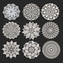 5.5 Inch Geometric Embroidered Lace Coaster (5 Pack) - Elegant Round Dining & Tea Table Mat Doily, Swirl Grass Style
