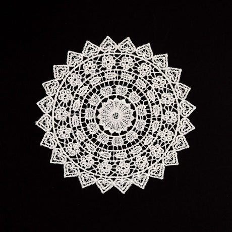 5.5 Inch Geometric Embroidered Lace Coaster (10 Pack) - Elegant Round Dining & Tea Table Mat Doily, Rose Style