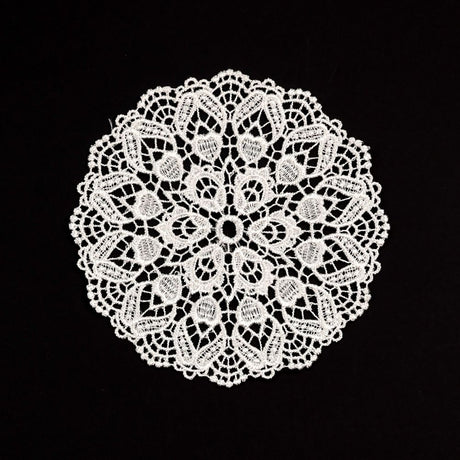 5.5 Inch Geometric Embroidered Lace Coaster (10 Pack) - Elegant Round Dining & Tea Table Mat Doily, Floral Shadow Style