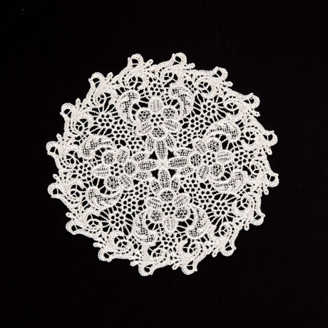 5.5 Inch Geometric Embroidered Lace Coaster (10 Pack) - Elegant Round Dining & Tea Table Mat Doily, Dreamscape Style