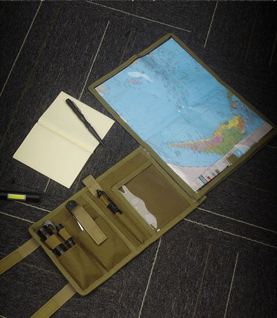 Dark Green Mutifunctional Oxford Fabric Tactical Waterproof Map Pouch - MOLLE Military Admin Organizer & Notebook Sleeve