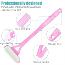 Purple Foldable Long-Handle Back Lotion Applicator with Sponge Roller Head for Sunscreen, Body Lotion and Shaving Foam