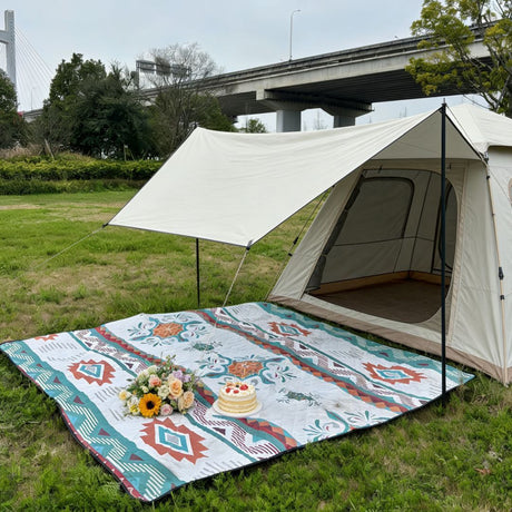 150 x 200 CM Extra Large Thick Waterproof Ultrasonic Picnic Blanket - Bohemian Pattern Outdoor Camping & Beach Mat for 4 to 6 People