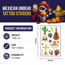 10 Pack Day of the Dead Halloween Temporary Tattoos - Mexican Fiesta Party Body Sticker Props, Style 5
